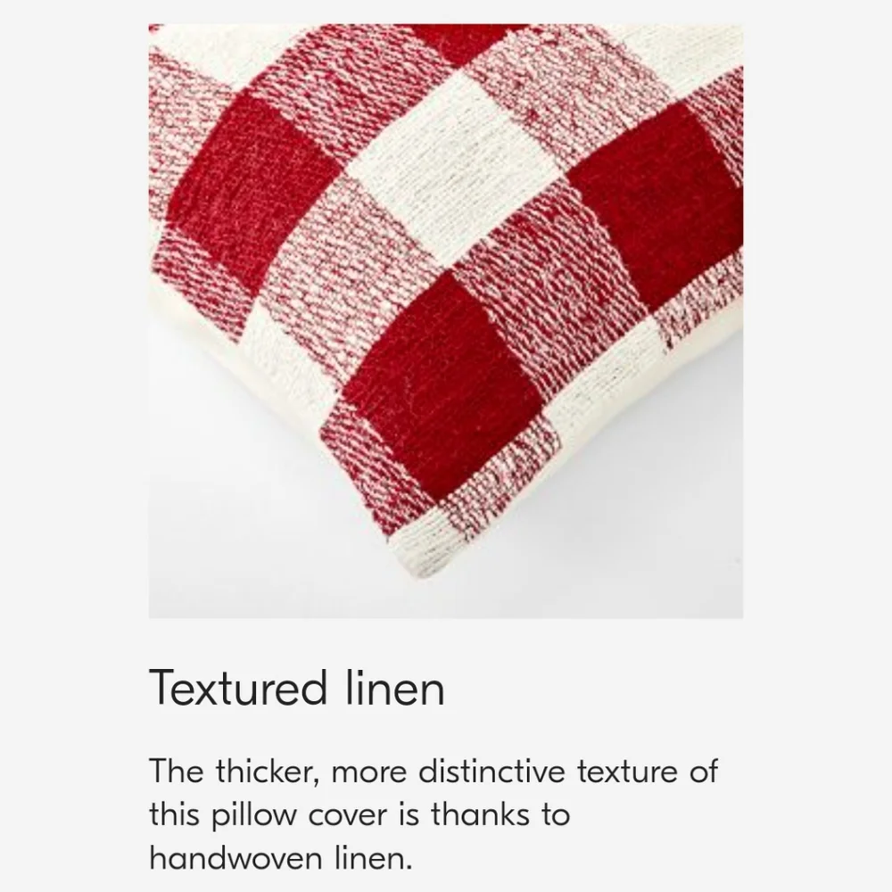 West Elm Buffalo Check Linen Pillow Cover